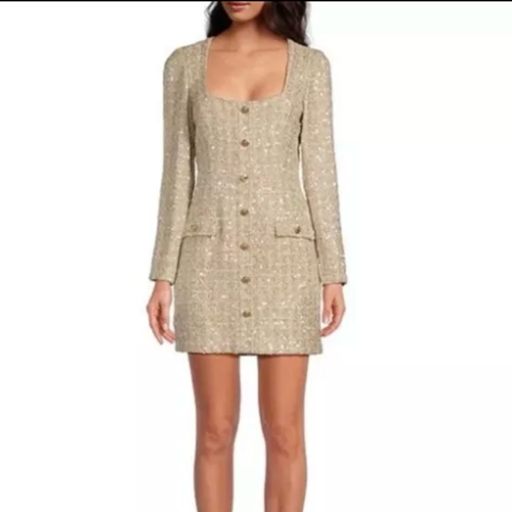 Gianni Bini Tweed Dress with Button Detail. NWT